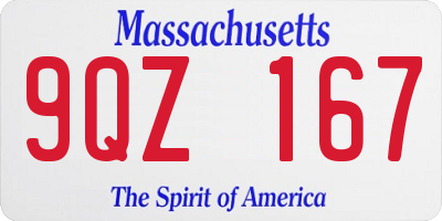 MA license plate 9QZ167