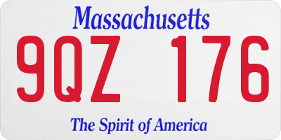MA license plate 9QZ176