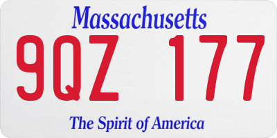 MA license plate 9QZ177