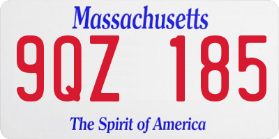 MA license plate 9QZ185