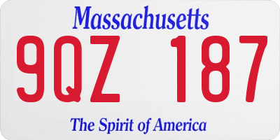 MA license plate 9QZ187