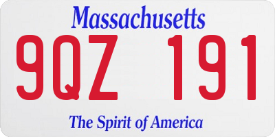 MA license plate 9QZ191