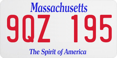 MA license plate 9QZ195