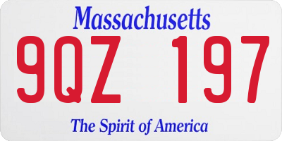 MA license plate 9QZ197