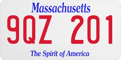 MA license plate 9QZ201