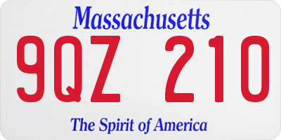 MA license plate 9QZ210