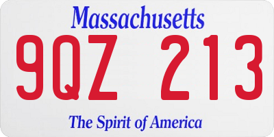 MA license plate 9QZ213