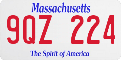 MA license plate 9QZ224