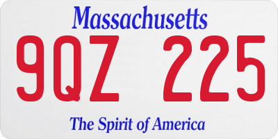 MA license plate 9QZ225