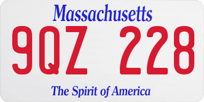 MA license plate 9QZ228