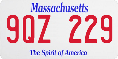 MA license plate 9QZ229