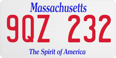MA license plate 9QZ232