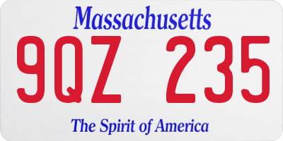 MA license plate 9QZ235