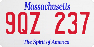 MA license plate 9QZ237
