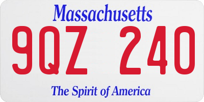 MA license plate 9QZ240