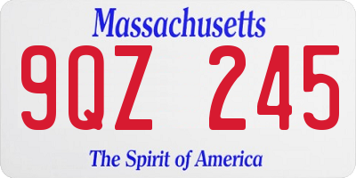 MA license plate 9QZ245