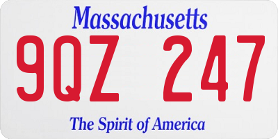 MA license plate 9QZ247