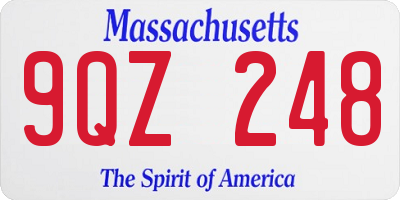 MA license plate 9QZ248