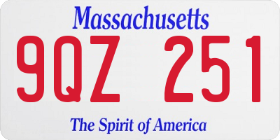 MA license plate 9QZ251