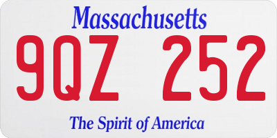 MA license plate 9QZ252