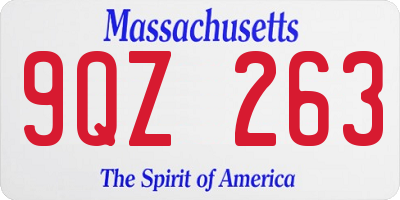 MA license plate 9QZ263