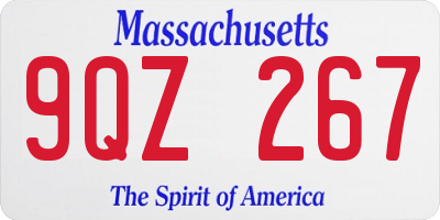 MA license plate 9QZ267