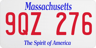 MA license plate 9QZ276