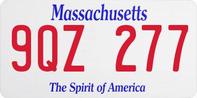 MA license plate 9QZ277