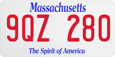MA license plate 9QZ280