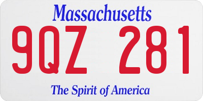 MA license plate 9QZ281