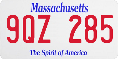 MA license plate 9QZ285