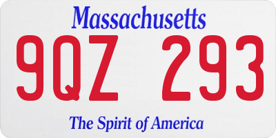 MA license plate 9QZ293