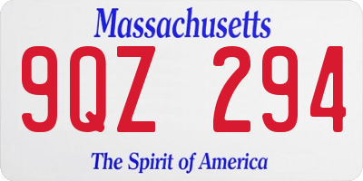 MA license plate 9QZ294