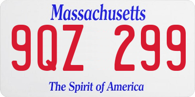 MA license plate 9QZ299