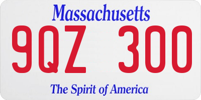 MA license plate 9QZ300