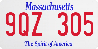 MA license plate 9QZ305