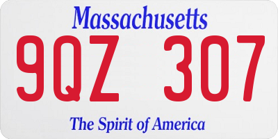 MA license plate 9QZ307