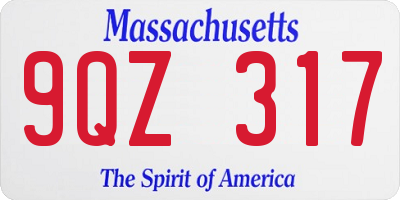 MA license plate 9QZ317