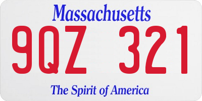 MA license plate 9QZ321