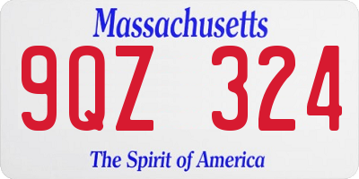 MA license plate 9QZ324