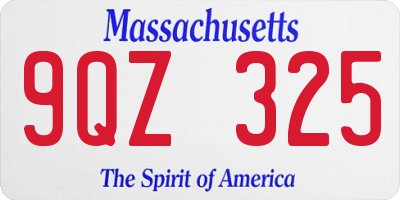 MA license plate 9QZ325