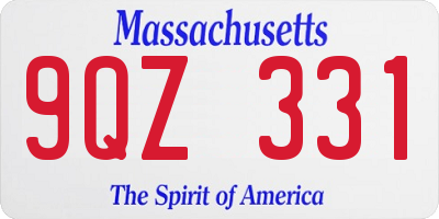 MA license plate 9QZ331