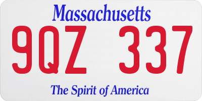 MA license plate 9QZ337