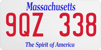 MA license plate 9QZ338
