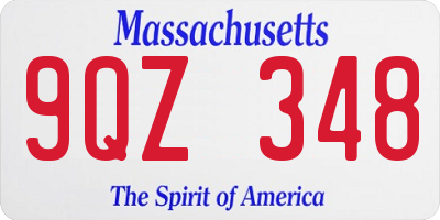 MA license plate 9QZ348