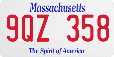 MA license plate 9QZ358