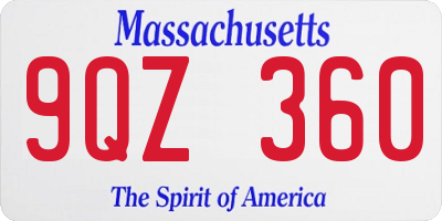 MA license plate 9QZ360
