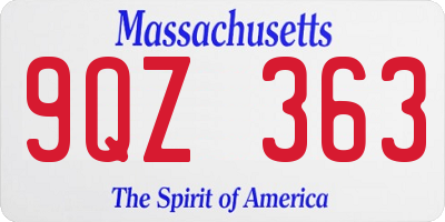 MA license plate 9QZ363