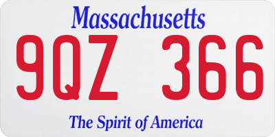 MA license plate 9QZ366