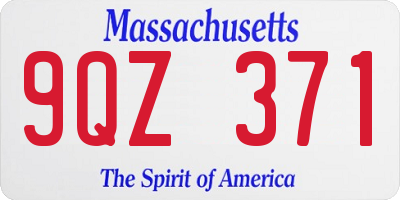 MA license plate 9QZ371